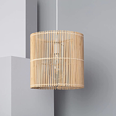 Bamboo Hanging Light for Living Room Cane Pendant Light Rattan lamp for Hanging Bamboo Ceiling lamp for Home Decoration (9"x 10")