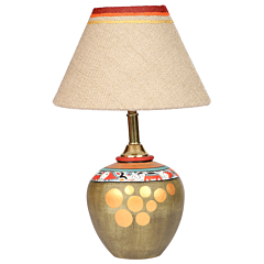 Table Lamp Earthen Handcrafted with Brown Shade